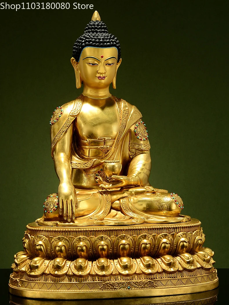 45cm Copper gilt Sakyamuni buddha statue Tibet Brass Aksobhya Buddha Large size For Temple home decor