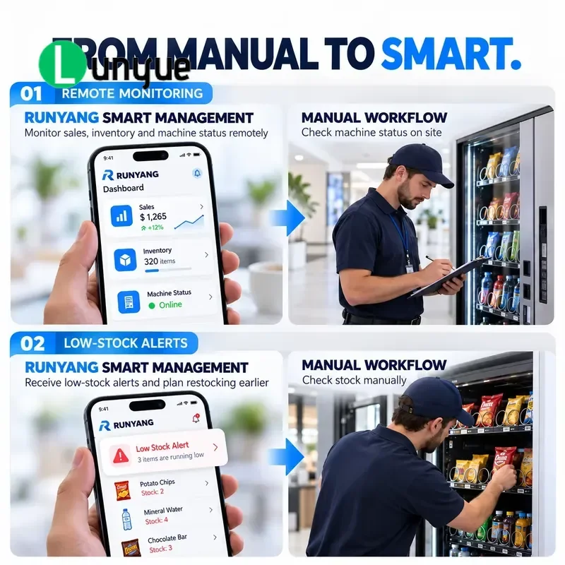 Coin Operated Touch Screen Automatic Intelligent Vending Machine for Snacks and Beverages Combination Self Service Kiosk