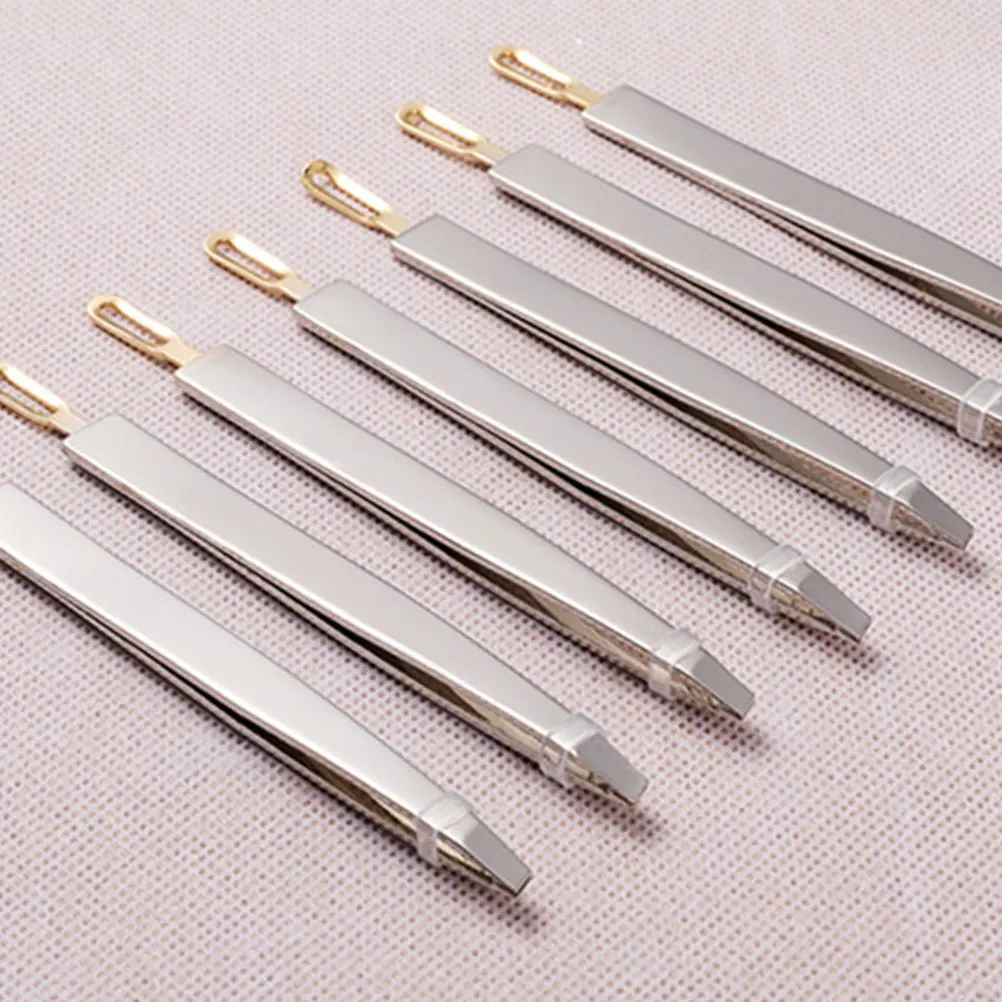 

2pcs Stainless Steel Eyebrow Tweezers Dual-Use Ergonomic Trimming False Eyelashes Clippers Lightweight Travel Powder Remover