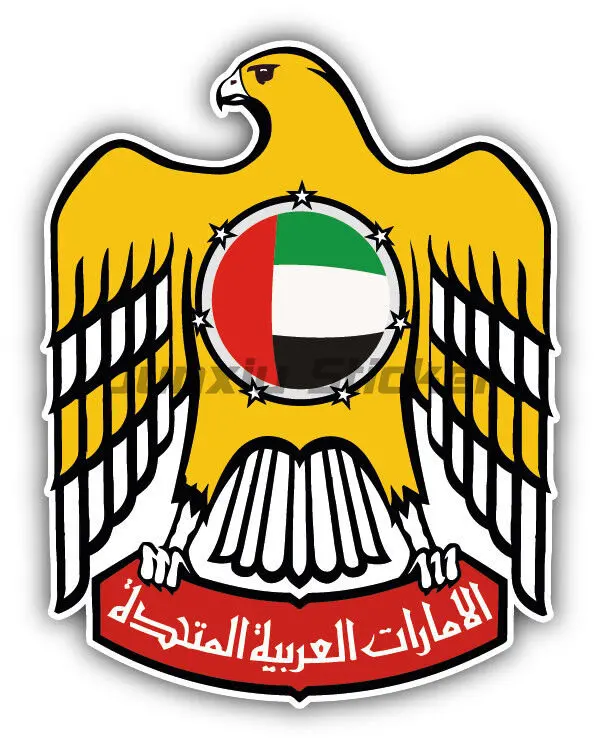 United Arab Emirates UAE Dubai Flag Shield - Vinyl Sticker for Car, Laptop, Motorcycle Bicycle Scooter Kayak Decal