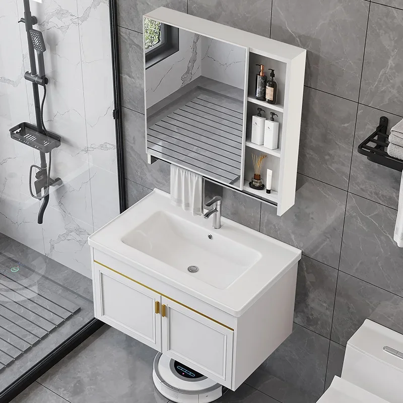 Space aluminum alloy bathroom cabinet combination bathroom integrated ceramic washbasin wash basin