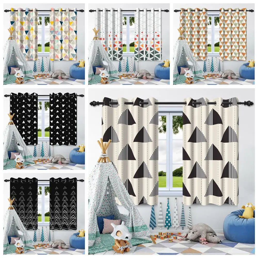 

Simple Geometric Pattern Blackout Curtains Room Darkening Privacy Drapes for Bedroom Living Room Cafe Window Decor 2 Panels Set