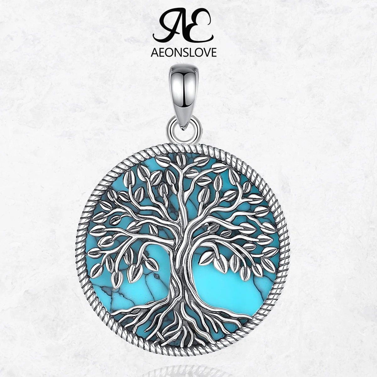 AEONSLOVE 925 فضة شجرة الحياة الفيروز قلادة شجرة العائلة قلادة المجوهرات الروحية هدايا عيد الميلاد للنساء #1