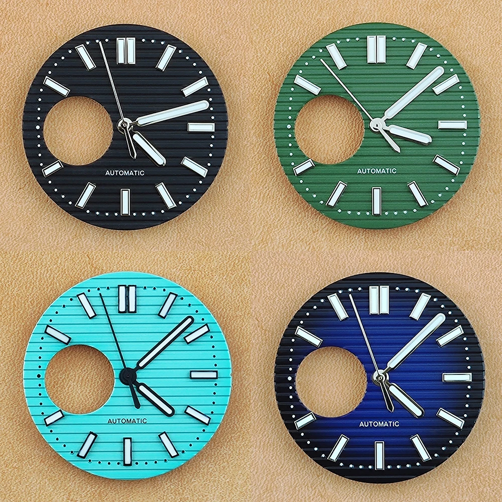 29.8mm NH38 Dial Hollow Out Dial Custom logo dial Green Luminous for Nautilus NH38 Movement Watch Accessories Repair Tools