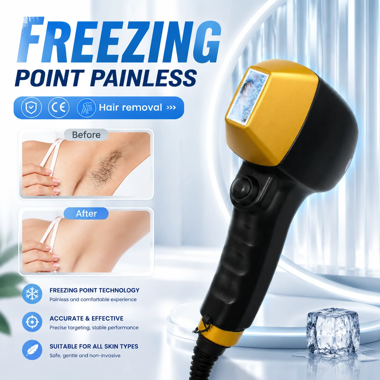 808nm Professional Diode Hair Removal Machine with Ice Cooling System Skin Rejuvenation Painless Permanent Hair Reduction
