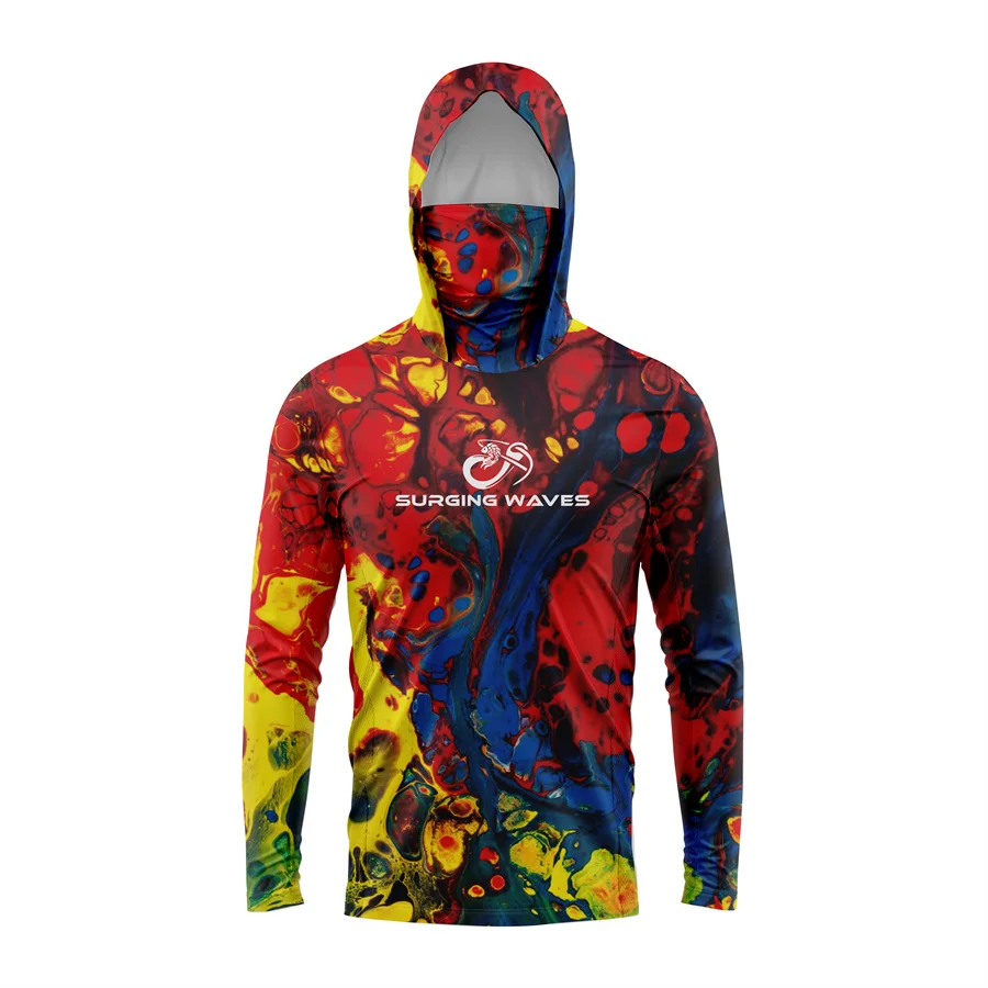 Huk Custom Men's UPF 50+ Sun Protection Hoodie Shirts Long Sleeve Lightweight SPF Outdoor UV Hiking Fishing Shirts