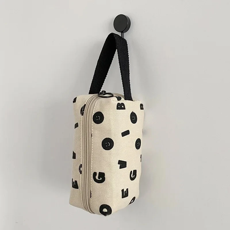 Buchstaben Drucken Frauen Leinwand Kosmetik Taschen Baumwolle Tuch Make-Up Tasche Tasche Kleine Handtasche Kupplung Reise Veranstalter Fall Für Mädchen – Detail 5