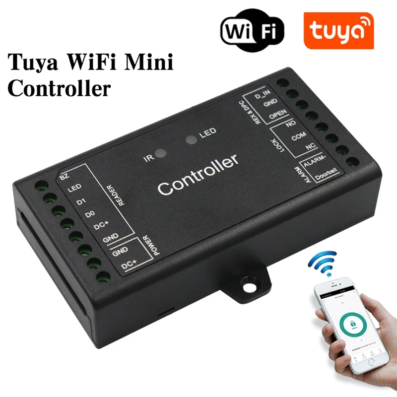 ●TUYA Wifi Controller Single Door Remote Control Access Control Board Panel 12V Wiegand 26-44 Bits Input 1000 User