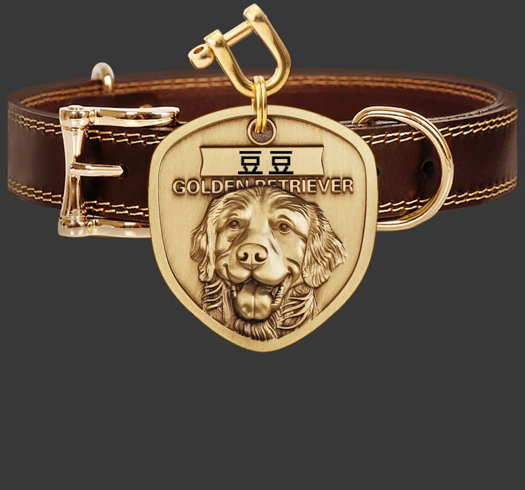 Customized pet dog collar with engraved lettering to prevent neck loss