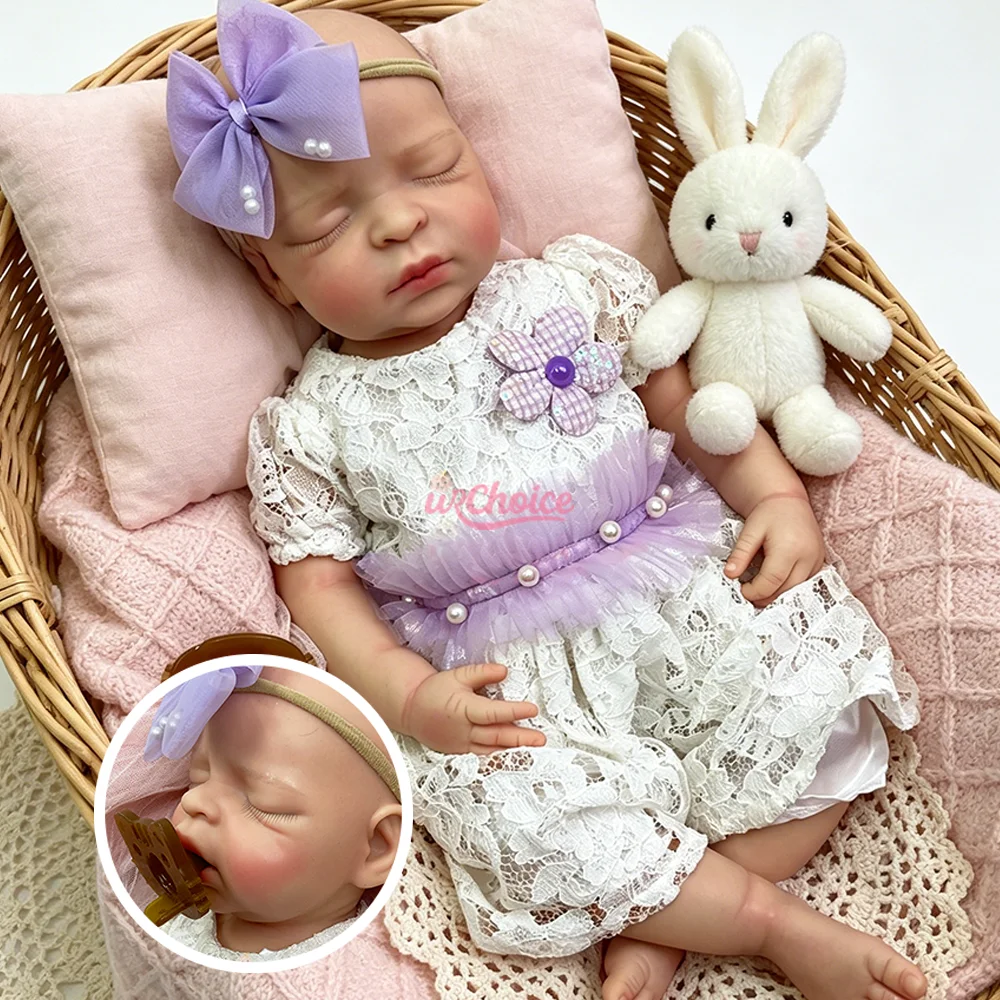 

17Inch Silicone Bebe Reborn Baby Doll Girl Soft Bathing Newborn Lifelike Handmade Painted Baby Doll Toys Art Doll Christmas Gift