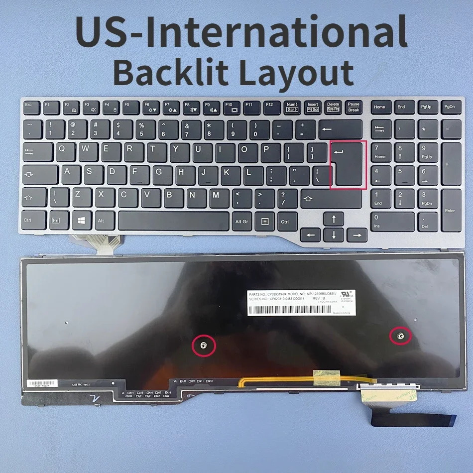 

US-International Backlit Keyboard For Fujistu E754 Lifebook E753 E756 E557 E554 E556 CELSIUS H730 H760 H77 Series US-I Layout