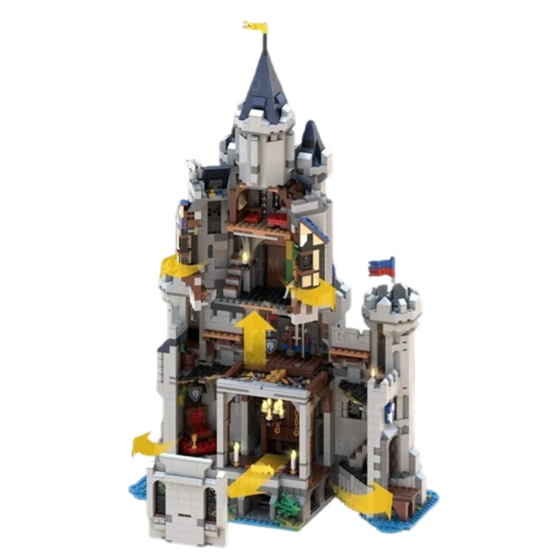 3212 قطعة الملك القرون الوسطى Mearas القلعة قلعة العمارة نموذج اللبنات الطوب الإبداعي الصبي لعبة أطفال الكبار هدية عيد ميلاد