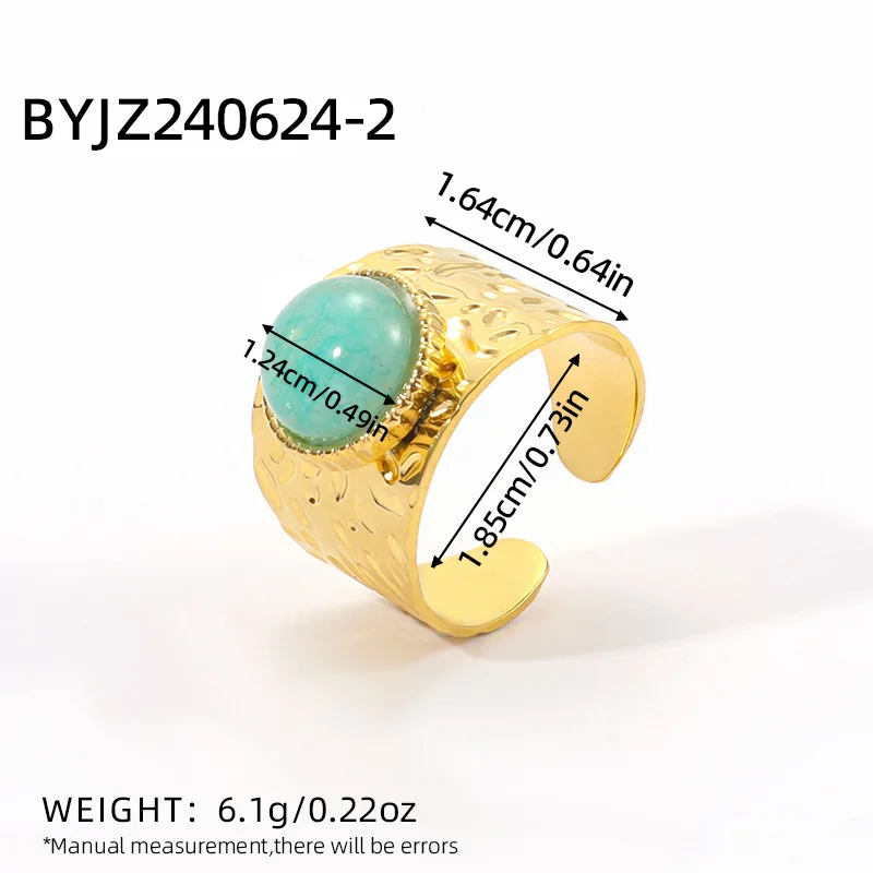 Fashion Stainless Steel Natural Stone Green Turquoise Malachite Ring Women Bohemian Stylish Big Summer Jewelry For Her Gift 2026