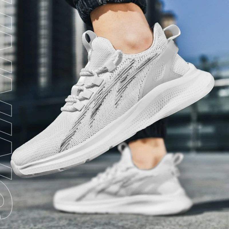 

Летние дышащие мужские кроссовки с летающей сеткой, модные, сверхлегкие, на шнуровке, новые спортивные и повседневные кроссовки для бега на открытом воздухе