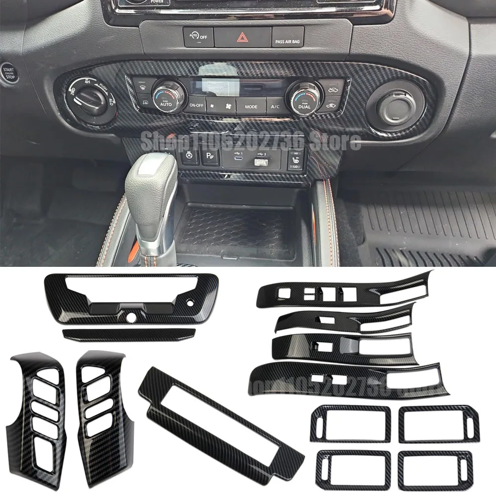 

Carbon Fiber ABS Panel Decorative Strip Fit for Nissan Frontier 2022 2023 2024 Control Overlays Cover Mat Decoration