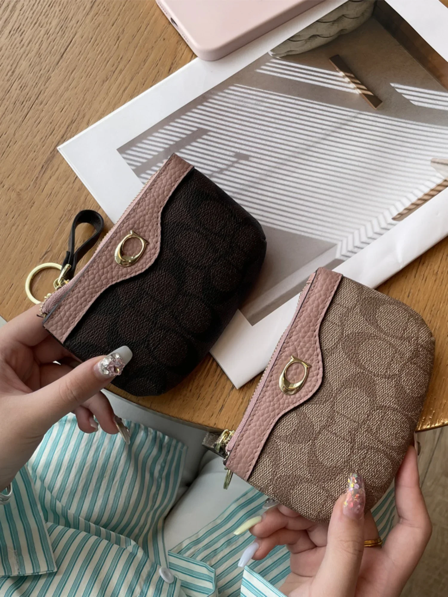 Neue klassische kleine Geldbörse mit Blumenmuster, Damen-Mini-Geldbörse, kleine Münztasche, Wechselgeldtasche, Leder-Geldbörse, Aufbewahrungstasche, Kartenetui – Detail 20