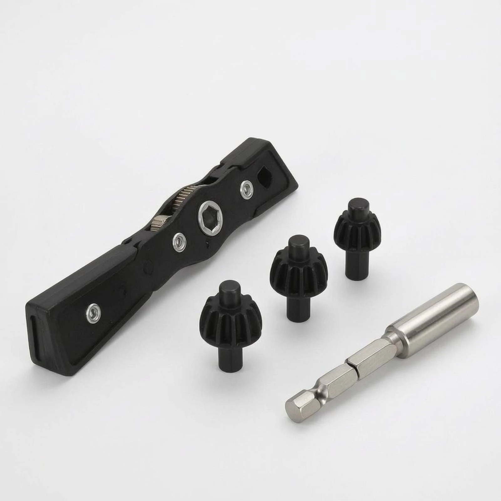 

Bidirectional Wrench Set Easy Grip Reversible Ratchet Wrench Removable Drill Chuck Key Replacement Heads Included for Workshop