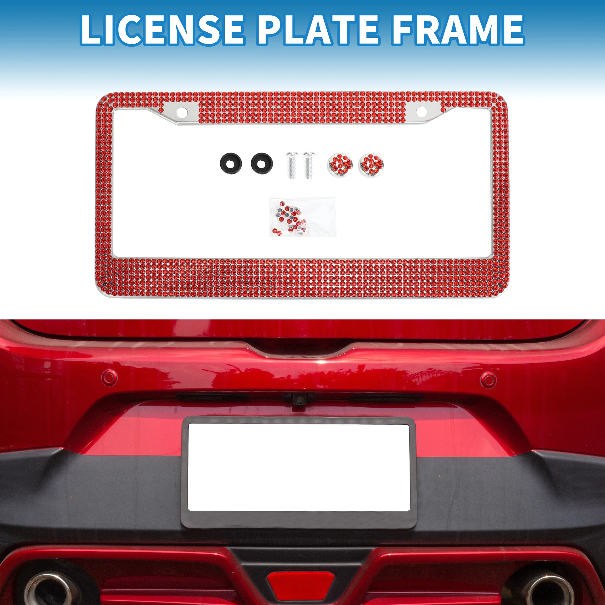 UXCELL Stainless Steel License Plate Holder Round Hole Mirror Polished License Plate Holder 31x16cm Car Exterior Decoration