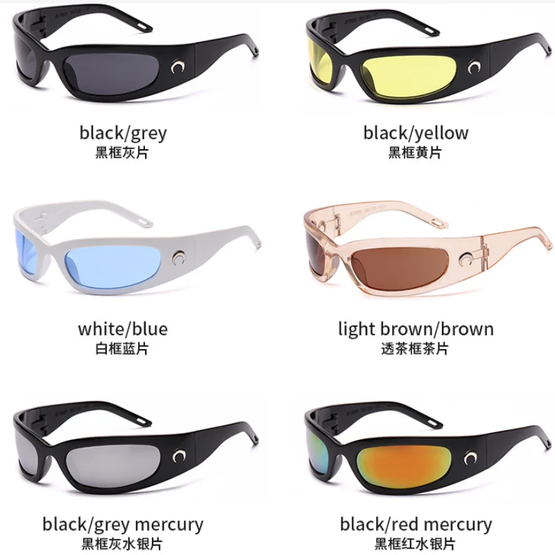 Trendy Millennium Sport Y2K Sunglasses Women Moon Sun Glasses Fashion Future Technology Sense 2000S 90S Aesthetic Eyewear