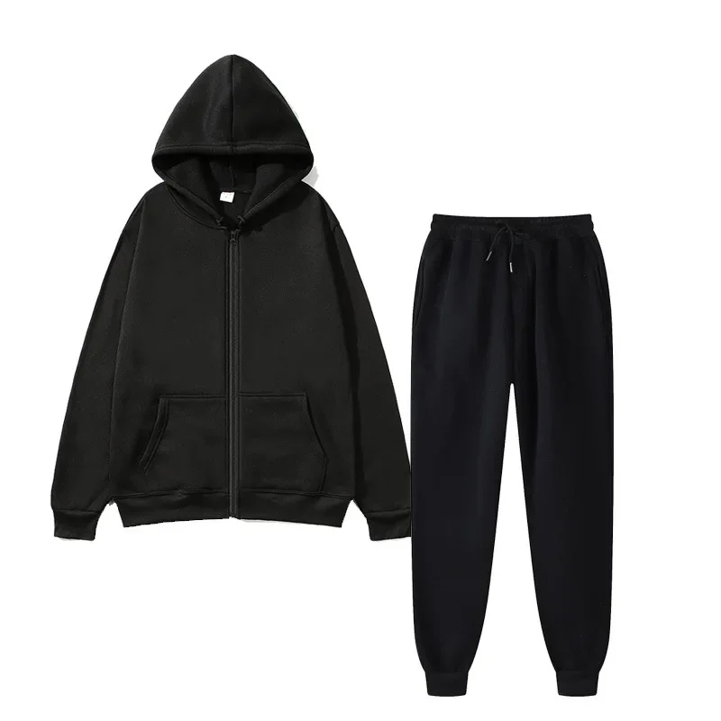

Men's Autumn and Winter New Solid Color Hoodie+pants Two-piece Set Womens Fashionable Casual Sports Set Size S-3XL Female Suit