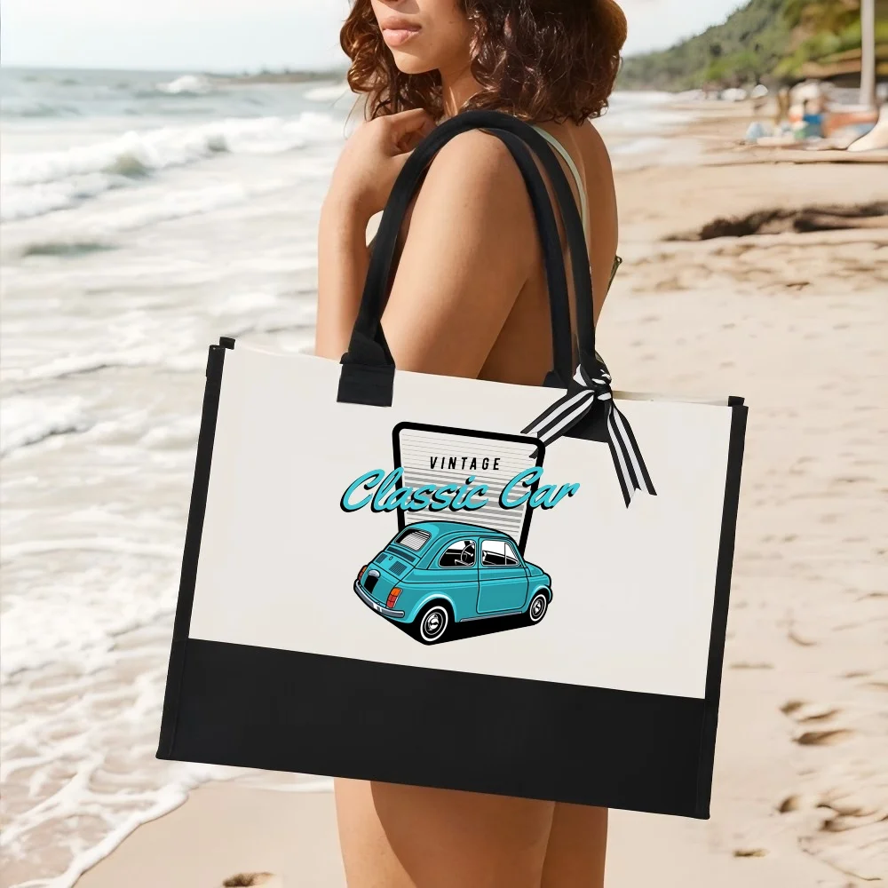 

Fiat 500 2026 Новое поступление, модная практичная просторная многоразовая большая сумка с узором и принтом, 2-тонная сверхпрочная большая сумка на плечо для Al