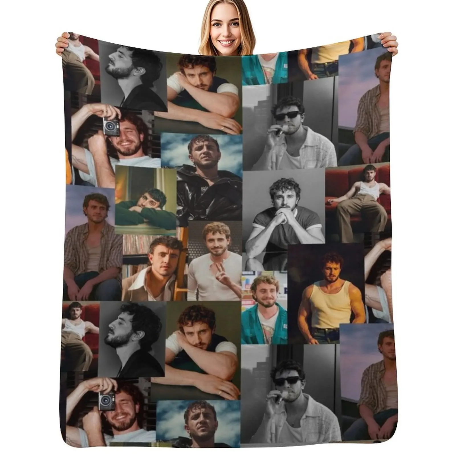 paul mescal collage Throw Blanket Plush funny gift Thermals For Travel Furry Flannels Luxury Thicken Blankets