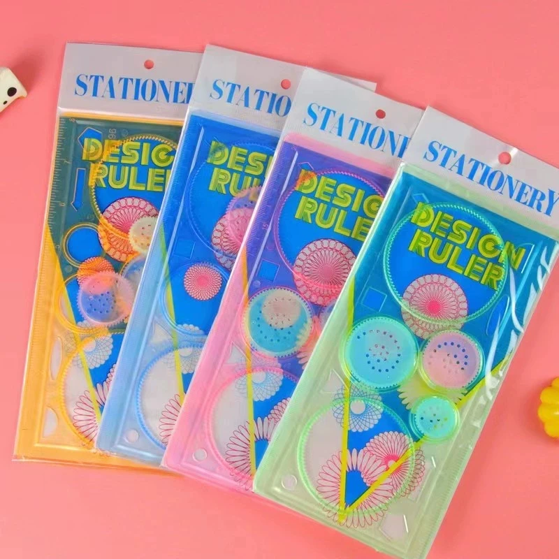 4 個のスパイログラフ定規子供用描画おもちゃ多機能マジックセット定規多用途ゲージ曲線ギアペイント定規 TMZ