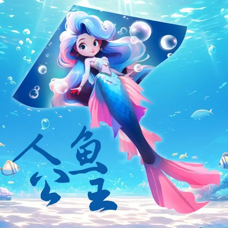 Sanrio nuevo cometa de dibujos animados sirena brisa Yifei línea de mano ruleta regalo para niños triángulo cometa ruleta cristalina de alta calidad