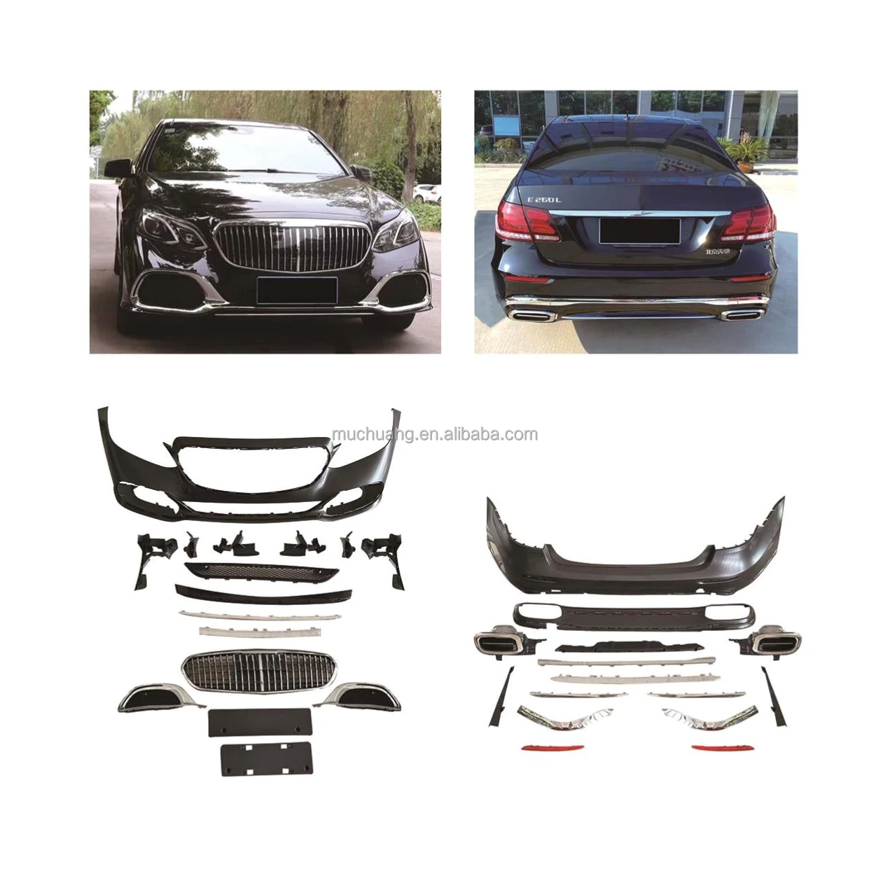 for Body modification upgrade kit front rear bumper for 2015 Mercedes Benz E-Class E260L W212 upgrade Maybach W223