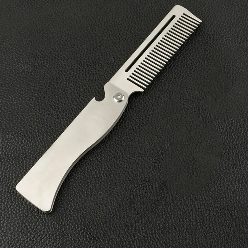 

2pcs Men Oil Hair Styling Comb Portable Travel Foldable Beard Combs Mini Straightener Kit Durable Metal