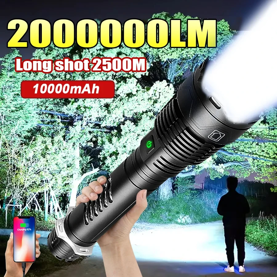 

200000lm Most Powerful Led Flashlight Emergency Tactical Torch Ultra Bright Rechageable Led Flashlights Waterproof Camping Light