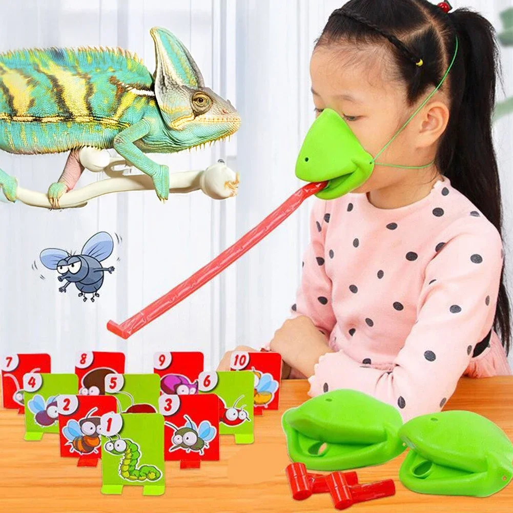Frosch Eidechse Maske Wagging Zunge Lecken Karten Brettspiele für Kinder Familie Party Spielzeug Antistress Lustige Desktop Puzzle Spiel Spielzeug