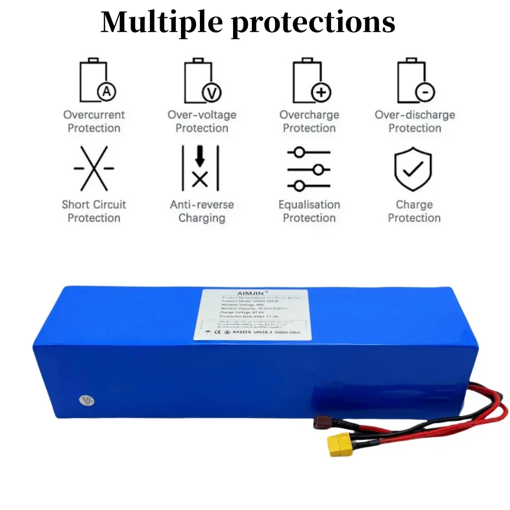 16S3P 60V 10500mAH แบตเตอรี่ลิเธียมเหมาะสําหรับเปลี่ยนความจุสูงแบตเตอรี่จักรยานเสือภูเขาไฟฟ้าสกู๊ตเตอร์