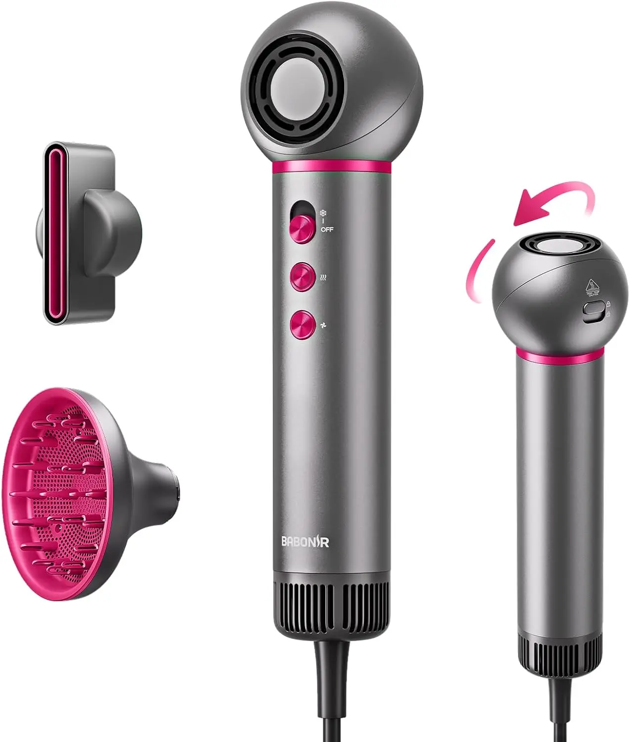 

Lightweight Travel Hair Dryer, 110,000 RPM High-Speed Ionic Blow Dryer with Rotatable Head for Women