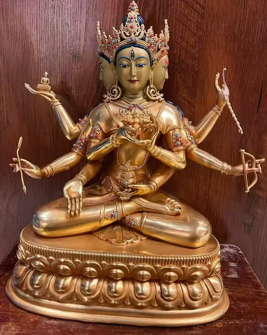 Top quality Copper gilding usnisa vijaya Buddha statue Brass inlay Namgyalma sculpture,45cm,31cm,21cm,16cm