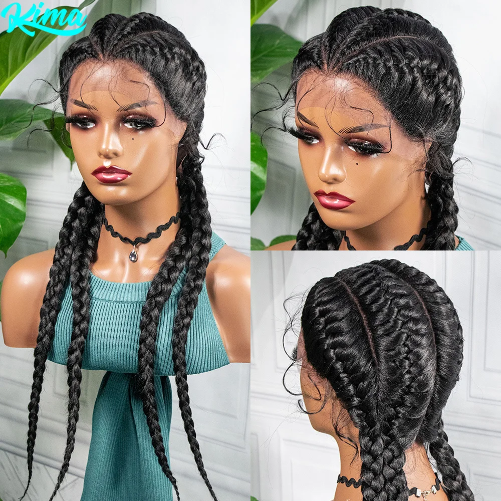 Braided Wigs with Baby Hair Synthetic Hair Box Black Wigs 26 Inches Box Braided Lace Wigs For Black Women With Gift Afro Wig