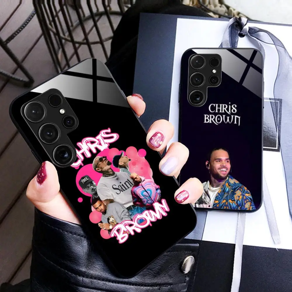 Chris Brown Mobile Phone Case for Samsung Galaxy S25 S24 S23 S22 S21 S20 Note20 Plus FE Ultra Glass Cover Pretty Smartphone