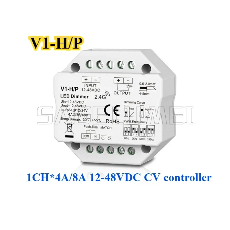 Skydance DC 12-48V LED Dimmer V1-H/P EV1 Switch PWM 2.4G LED Touch RF Wireless Remote Smart Controller for SingleColor LED Strip
