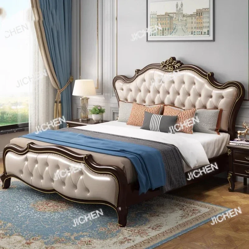 

HHGEuropean Luxury Double Bed Modern Whitr King Aesthetic Frame Double Bed High End Sleeping Lit Deux Place Furniture For Bedroo