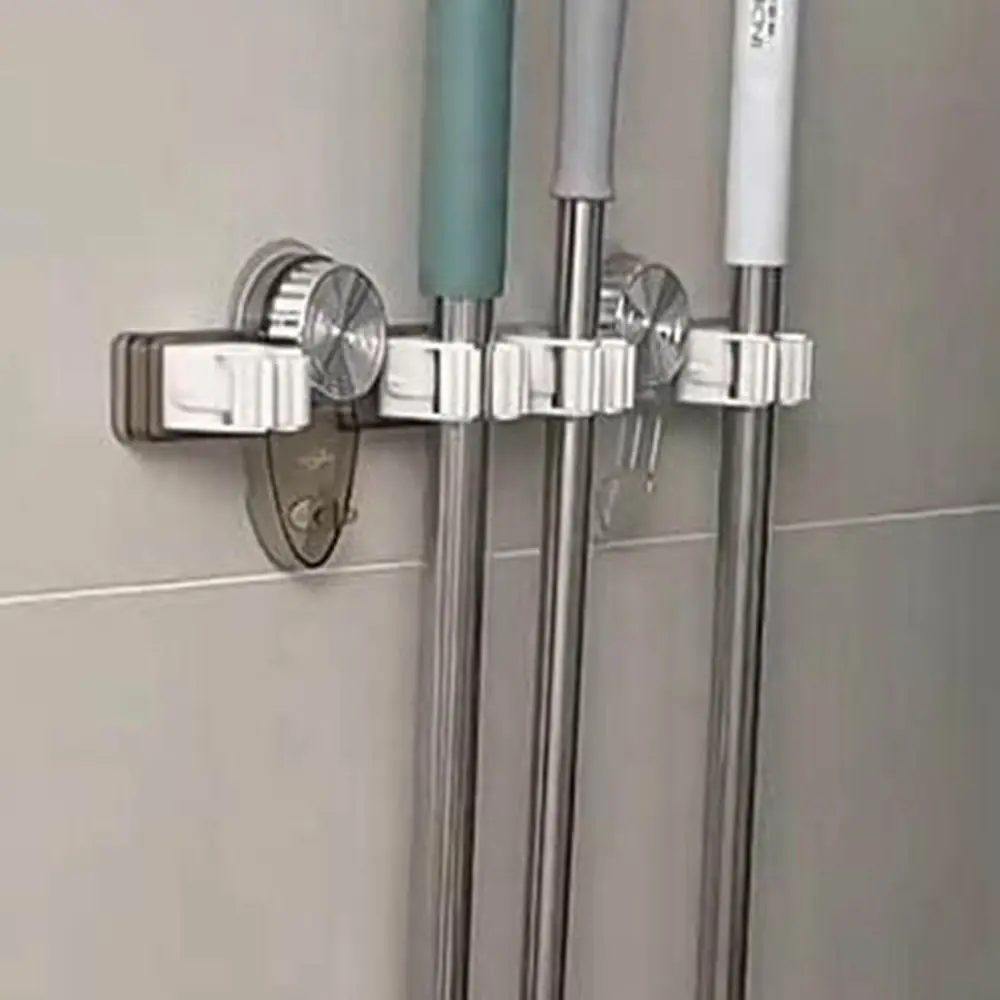 

Multifunctional Plastic Suction Cup Mop Clamp Wall Hanging Reusable Broom Mop Holder Waterproof Mop Clip Rack Bathroom