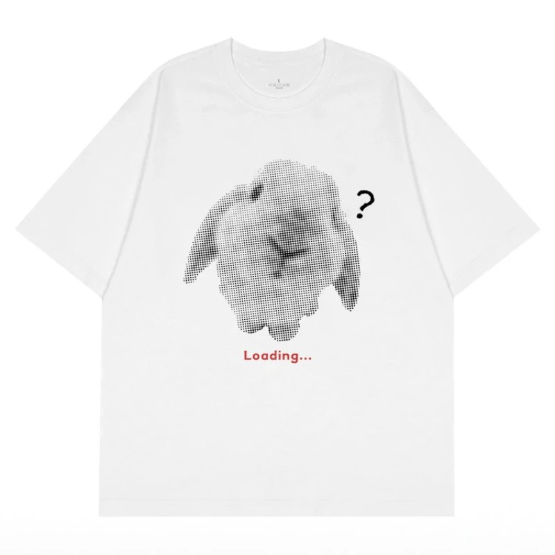 2026 Confused Rabbit Fun and Cute Academy Style Short-Sleeved T-Shirt for Both Men and Women, Summer Version