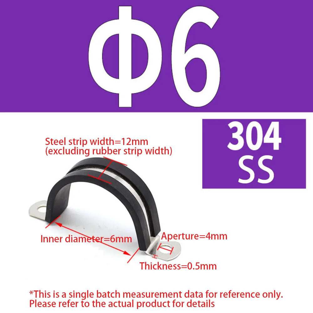 304 Stainless Steel U-Type Riding Clamp with Rubber Liner/ Pipe & Cable Fixing Clip
