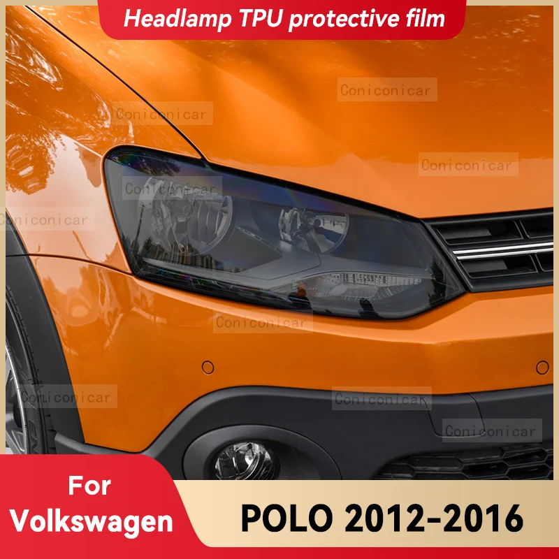 

Для Volkswagen POLO 2012-2016 автомобильная фара, черная защитная пленка из ТПУ, передняя фара, изменение цвета, наклейка, аксессуары