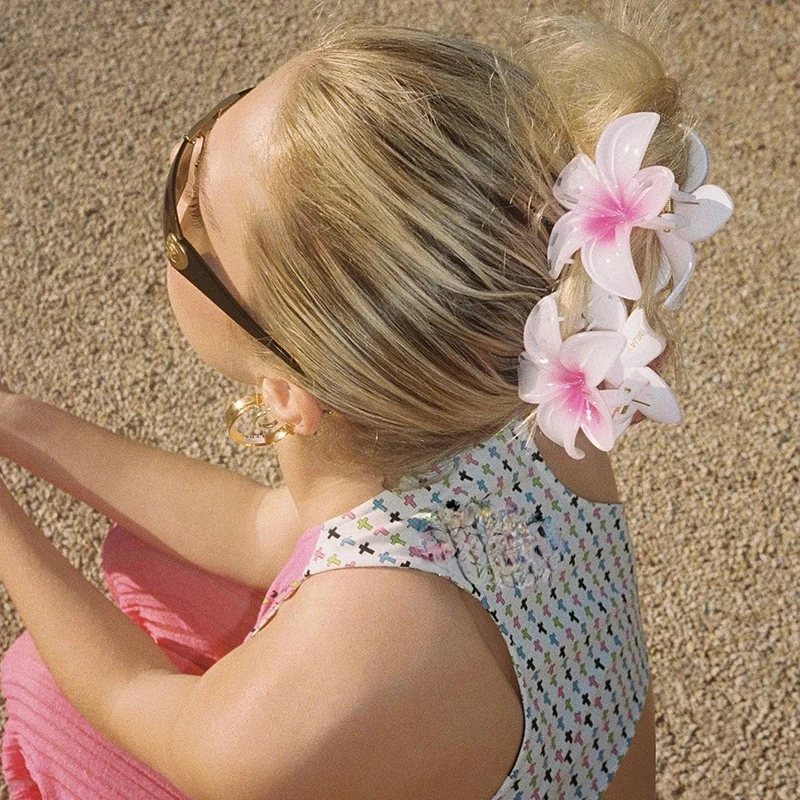 Fiore carino capelli artiglio tornante per le donne moda donna vacanza al mare boemia uovo fiore fermagli per capelli ragazze accessori per capelli