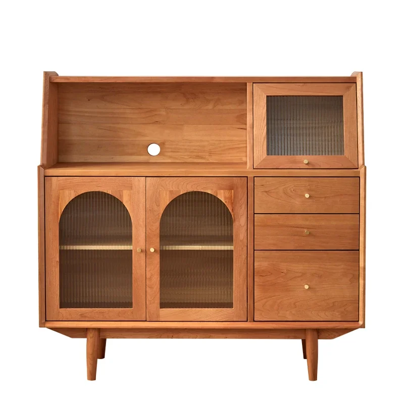 

e cabinet Japanese cherry wood living room double door locker modern simple small apartment storage side cabinet