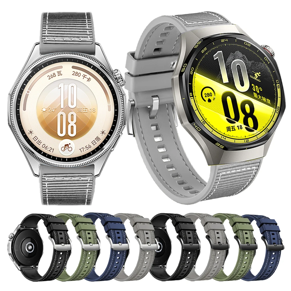 22mm Nylon Composite Strap for Huawei Watch GT7 Pro/GT 7 46mm Rubber Bracelet Correa for Watch 5 4/GT 6 5 4 3 2 46mm Accessories