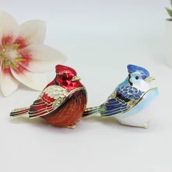 SHINNYGIFTS Birds Enamel Trinket Box Hand Painted Animal Jewlery Box for Ring Earring Figurine Collectible Home Decor