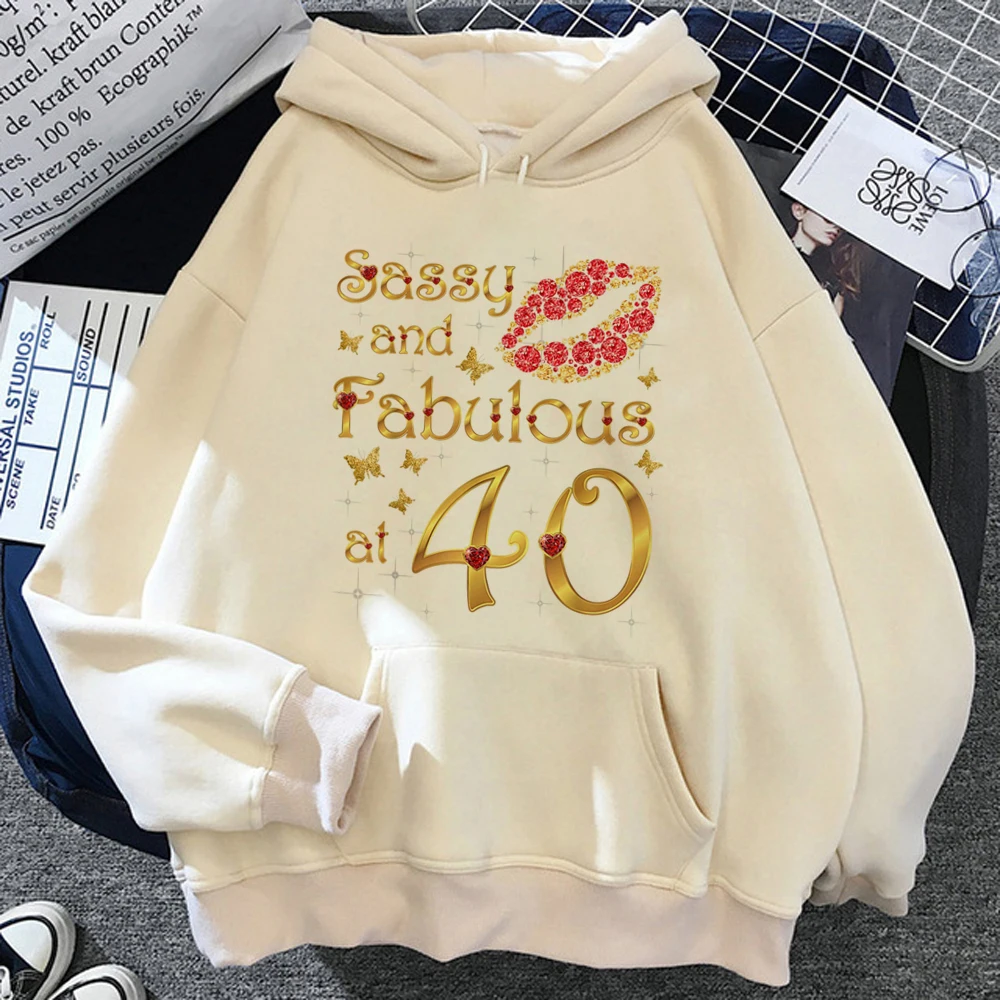 

40 Ans 40th Years Birthday hoodies women Winter Korean style 2023 tracksuit pulls women japanese Hood