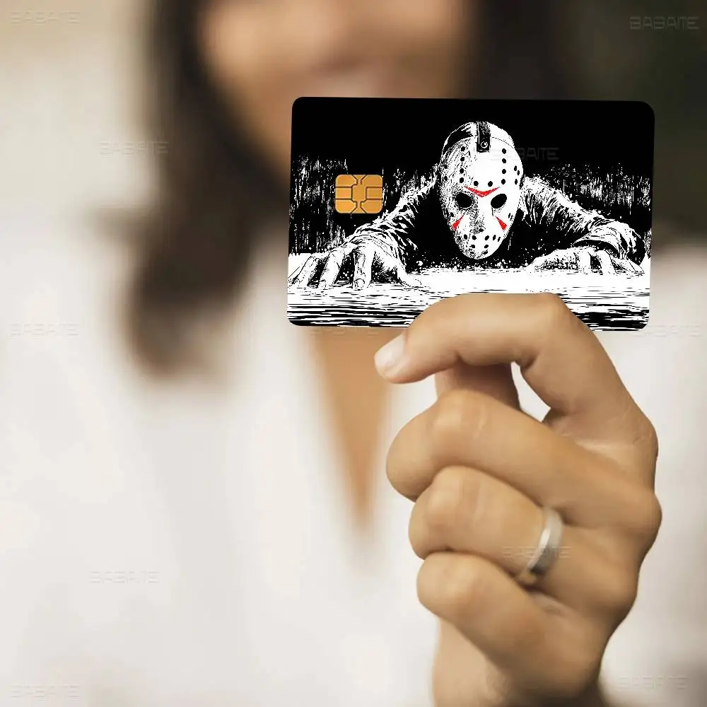 Horror Movie Jason V-Voorhees Anime Game Film Cover Sticker Case For Small Chip Credit Debit Card Front Side