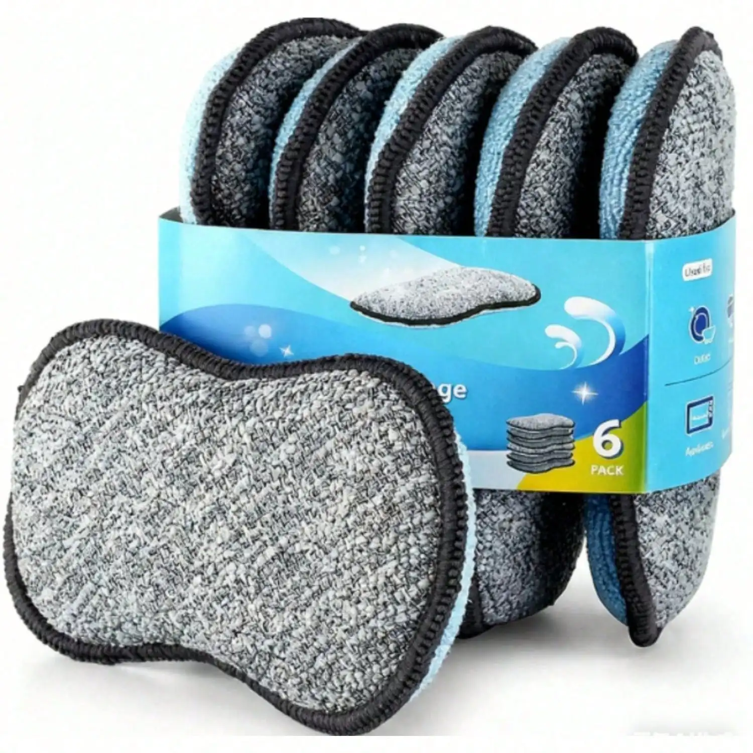

Multi-Purpose Scrub Sponges For Kitchen – Non-Scratch Microfiber Sponge With Heavy Duty Scouring Power